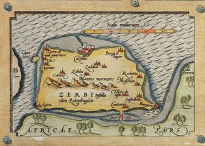 Detail Zerbi z mapy středomořských ostrovů od Abraham Ortelius