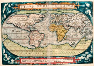 Earth Map (World Map) Geografická mapa z "Theatrum Orbis Terrarum" od Abrahama Orteliuse (1527-1598) od Abraham Ortelius