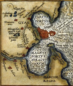 Bývalý přístav Syrakusy (Sicílie) - v „“Atlasu““ od Abrahma Ortelia od Abraham Ortelius