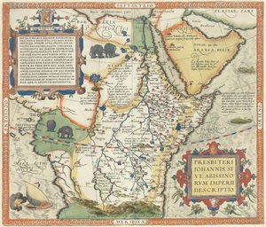 Mapa Afriky a Arabského poloostrova, od Abraham Ortelius