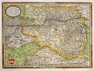 Mapa Rakouska, z Theatrum Orbis Terrarum od Abrahama Ortelia od Abraham Ortelius