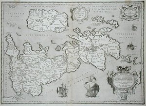 Mapa Británie a Irska od Abraham Ortelius