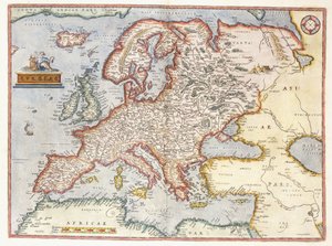 Mapa Evropy, 1587 od Abraham Ortelius