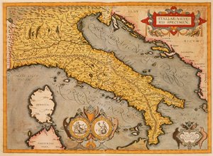 Mapa Itálie od Abrahama Ortelia od Abraham Ortelius