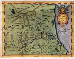 Mapa Mexického zálivu (Guastecan), z expedice Hernanda de Soto v roce 1570 (rytina) od Abraham Ortelius