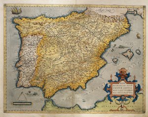 Mapa Pyrenejského poloostrova z Theatrum Orbis Terrarum od Abrahama Ortelia od Abraham Ortelius
