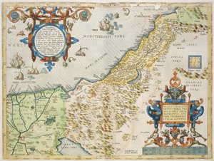Palestina, Abraham Ortelius, z Divadla světa, Antverpy, deska od Abraham Ortelius