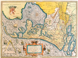 Provincie: Friesland, North Holland, South Holland, North Brabant, Limburg, Utrecht, Gelderland, Flevoland, Nizozemsko od Abraham Ortelius