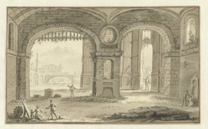 Fantazijní italské panoráma města s klasickými budovami od Abraham Rademaker