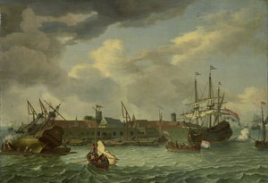 Ostrov Onrust poblíž Batavia (Jakarta) od Abraham Storck (manner of)