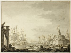 Malta, přístav Valletta od Abraham Storck