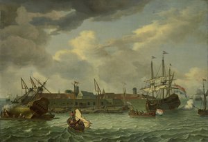 Ostrov Onrust poblíž Batavia od Abraham Storck