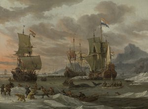 Velrybářská revíry v Severním ledovém oceánu od Abraham Storck