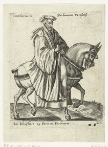 Francouzský radní na koni od Abraham de Bruyn (attributed to)