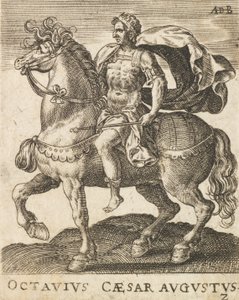 Octavius Caesar Augustus z dvanácti Caesarů na koni, ca. 1565-1587., ca. 1565-1587.