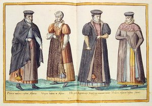 Kostýmy ze šestnáctého století z „Omnium Poene Gentium Imagines“, vydané v Kolíně nad Rýnem od Abraham de Bruyn