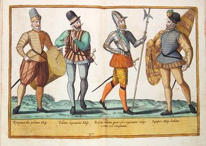 Kostýmy ze šestnáctého století z „Omnium Poene Gentium Imagines“, vydané v Kolíně nad Rýnem od Abraham de Bruyn