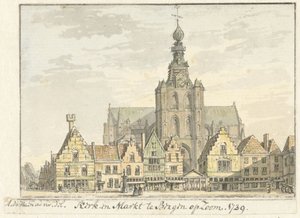 Kostel a trh v Bergenu op Zoom od Abraham de Haen (II)