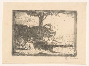 Krajina se třemi postavami od Abraham de Miranda (signed by artist)