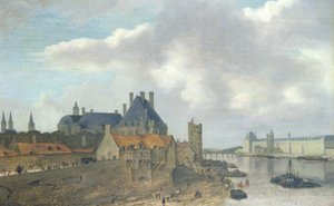Nevers Hotel a palác Louvre, 1637 (olej na dřevě)