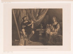 Malíř s manželkou a dítětem ve svém ateliéru Světová výstava v Paříži 1855 (název série) od Abraham van Pelt