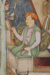 Detail od císaře Jahangira se svatými muži v zahradě, kolem 1615 (neprůhledné wc a zlato na papíře) od Abul Hasan