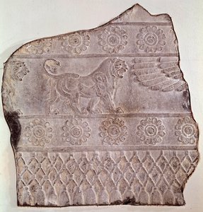 Fragment nízkého reliéfu představující kráčejícího lva. Z Persepolis (Írán) Epoque Routenide, 460 př.nl. Seattle, Muzeum umění od Achaemenid