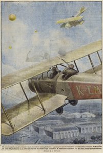 Střelec v letadle střílejícím balóny nad Anglií