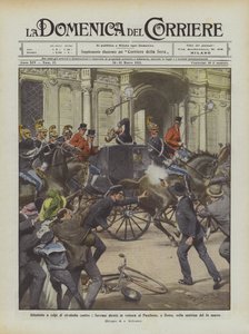 Útok výstřely z revolveru proti panovníkům mířícím autem do Pantheonu v Římě ráno 14. března