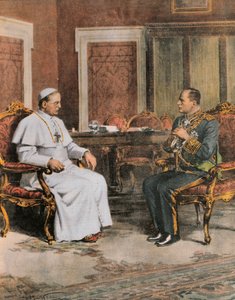 Benito Mussolini na setkání s papežem Piem XI 11. února od Achille Beltrame