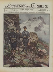 Královské hony ve Val dAosta, král a německý Kronprinz zabíjejí kozorožce poblíž Valsavaranche (Aosta)