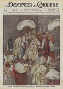 Ceremoniál korunovace nového papeže Benedikta XV. v Sixtinské kapli v neděli 6. září