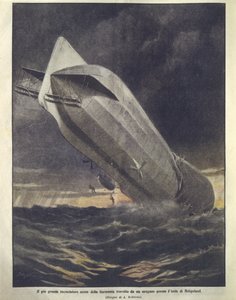Obálka obrázku německého křižníku, který smetl hurikán poblíž ostrova Helgoland od Achille Beltrame