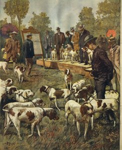 Výstava a polní zkoušky loveckých psů v San Siro (Milano), Achille Beltrame (1871-1945), z La Domenica del Corriere, 2. července 1899 od Achille Beltrame