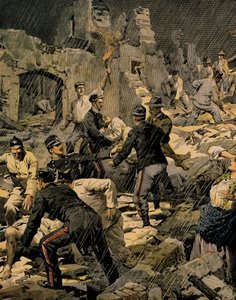 Zemětřesení v Kalábrii, Achille Beltrame (1871-1945), z La Domenica del Corriere od Achille Beltrame