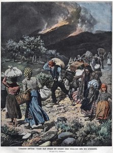 Erupce Etny v roce 1910. Ilustrace Achilles Beltrame. od Achille Beltrame