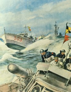 Rychlé italské motorové čluny hlídkující oblast Středozemního moře, 12. září od Achille Beltrame