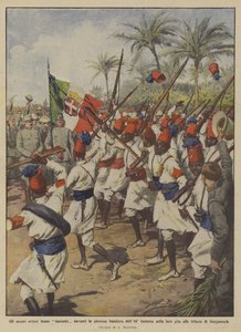 Eritrejští askariové fantazírují před slavnou vlajkou 84. pěchoty na jejich výpravě?