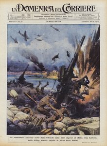 Nepřetržité německo-italské letecké útoky na britskou základnu na Maltě od Achille Beltrame