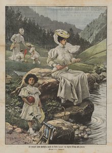 Zábava královské rodiny ve Valle Gesso, rybaření královny Eleny