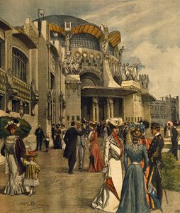 Slavnostní otevření První mezinárodní výstavy moderního dekorativního umění v Turíně, Achille Beltrame (1871-1945), z La Domenica del Corriere, květen 1902 od Achille Beltrame