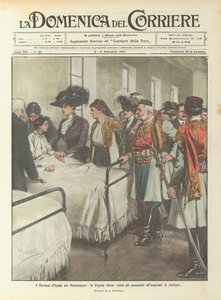 Italští panovníci v Černé Hoře, královna Helena navštěvuje nemocné v nemocnici Cettigne