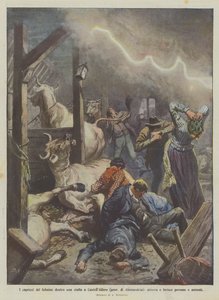 Rozmary blesků ve stáji v CastellAlfero (provincie Alessandria), přistanou a ublíží?
