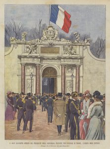 Velký banket nabízený prezidentem Francouzské republiky v arzenálu Toulon, příjezd hostů