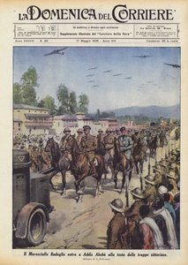 Maršál Badoglio vstupuje do Addis Abeby v čele vítězných vojsk