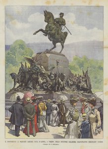 Památník prince Amedea, vévody z Aosty, v Turíně, od sochaře Calandry, slavnostně otevřen minulou středu