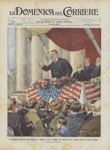Prezident Roosevelt pronese první ze svých 75 projevů na cestě, na kterou je?