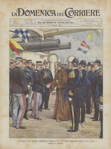 Návrat oceánského týmu v Neapoli, král a misionářský mnich se vrátili z Číny od Achille Beltrame