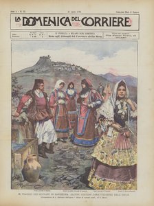 Cesta panovníků na Sardinii, některé charakteristické kostýmy ostrova od Achille Beltrame