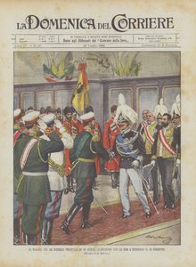 Cesta krále Vittoria Emanuela III. do Ruska, setkání s carem v Peterhofu 13. od Achille Beltrame